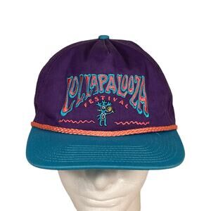 Lollapalooza Festival Retro Purple Teal Orange Embroidered Rope Snapback Hat